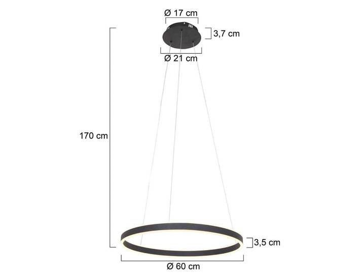 Steinhauer Hängelampe Ringlux, dimmbar, schwarz, für Wohn- / Esszimmer, Metall, Modern