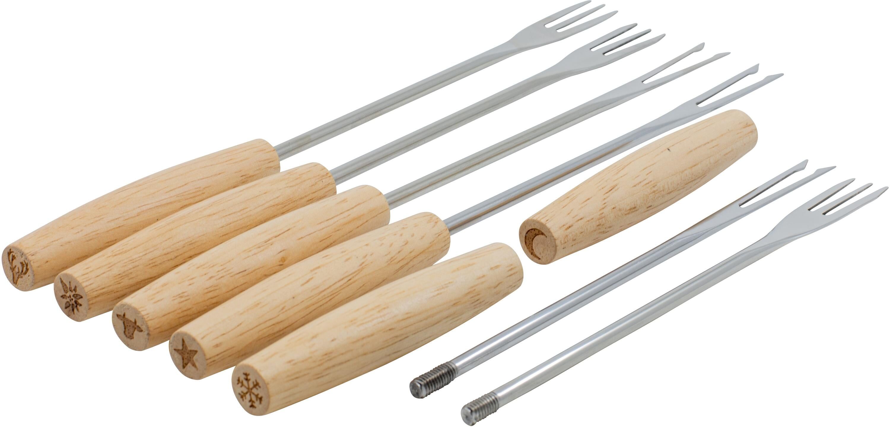 Fonduegabel KADASTAR "Duo Deluxe", bunt, Edelstahl, Essgabeln, Fonduegabel, Griff aus Gummibaumholz (China) bunt Einheitsgröße