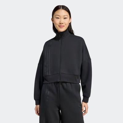 Sweatjacke ADIDAS ORIGINALS "OFF PLACED 3-STREIFEN ZIP UP", Damen, Gr. XL, schwarz, Obermaterial: 53% Baumwolle, 47% Polyester, angesetztes Bündchen, Sweatjacken Sweatjacke, mit Reißverschluss, mit glatter Materialstruktur