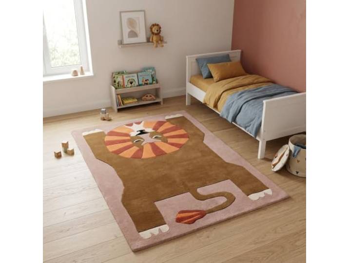 Morgenland Kinderteppich Handgetuftet Wolle Braun 100x160cm 100% Schurwolle, Kollektion Kids, Kinderzimmer, Handarbeit, Rechteckig