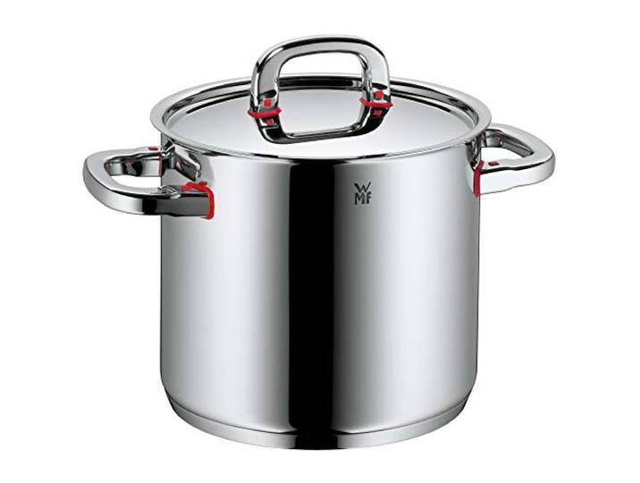 WMF Premium One Gemüse- Suppentopf Induktion 20cm, Kochtopf groß 5,3l, Metalldeckel mit Dampföffnung, Cromargan Edelstahl poliert, Innenskalierung