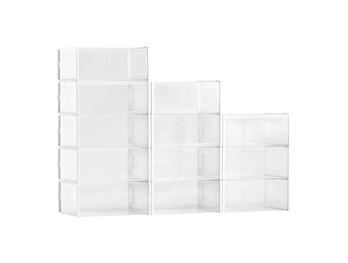VEVOR Boîtes à Chaussures Empilables Lot de 12\, Rangement Chaussures jusqu’à la Pointure US 11\, Organisateur Modulaire en Plastique\, Accès Facile\, pour Ranger Talons Hauts\, Bottes et Chapeaux