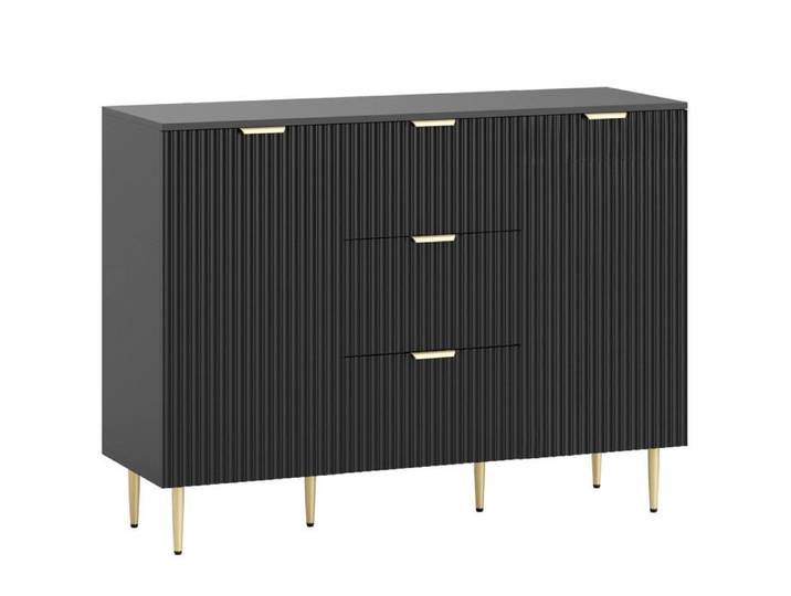 Buffet design cannelé avec tiroirs MACEDO noir