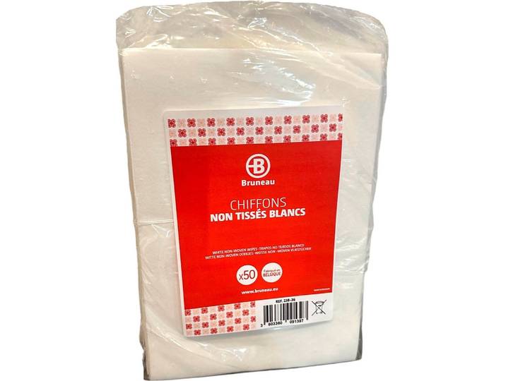 Chiffon blanc doux Bruneau - paquet de 50 - Microfibre spéciale IT - Bruneau