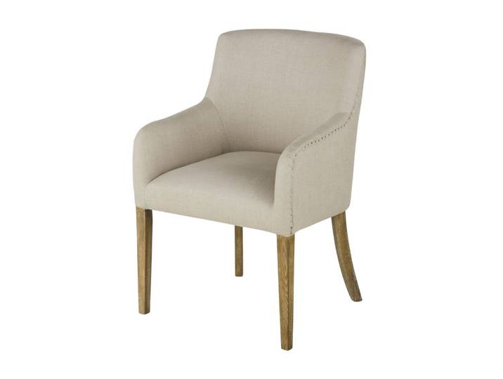 Fauteuil à dîner en lin beige ficelle