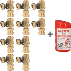 Vorteilspaket 10x Kappenventil Evenes mit Kugelabsperrung DN 20 (3/4'') + gratis Gewindedichtfaden LOCTITE 55, 160m