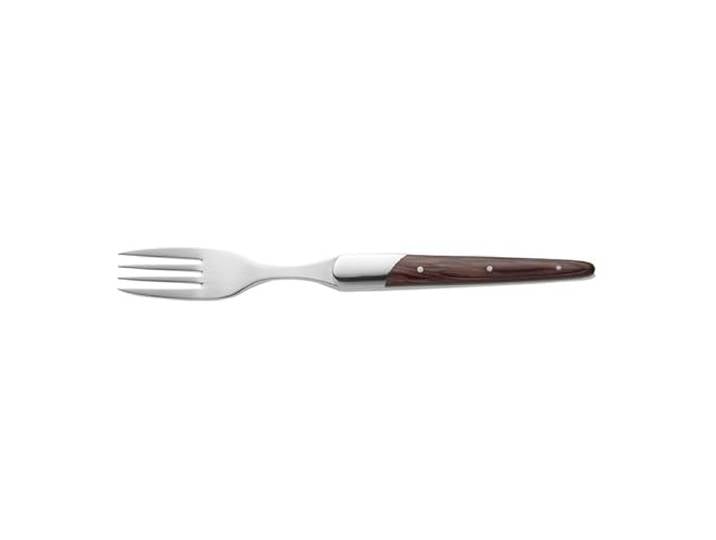 12x Steakgabel Set CARLOS mit rotem Pakkaholzgriff, 22,5 cm, Set, Klingenstahl 420, Holz