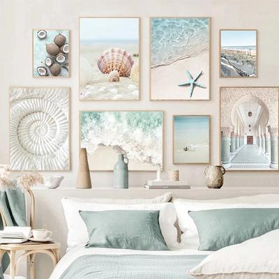 Inspired Finds Tropical Ocean Shell Canvas Wall Art Summer Beach Aesthetic Print 8.27x11.81in No Frame ocean Shore