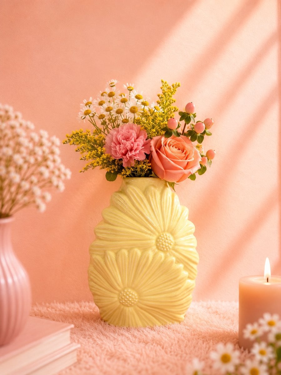 Bloemenvaas Daisy met hartjes decoratie