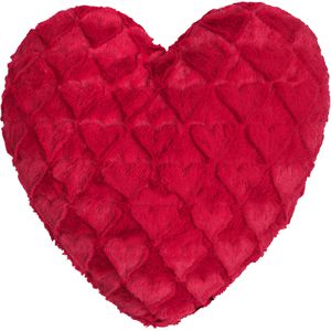 Magma-Heimtex Sofakissen Fluffy Hearts, rot, mit Plüschbezug, 35x40 cm