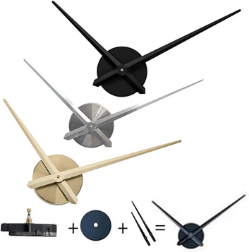 Inspire Picks DIY 3D Large Wall Clock Kit Modern Quartz Mechanism With Big Clock Hands black