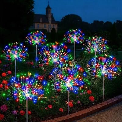 Uplift Picks Solar Firework Garden Stake Lights Create Sparkling Outdoor Displays Every Evening rgb 4 Pcs
