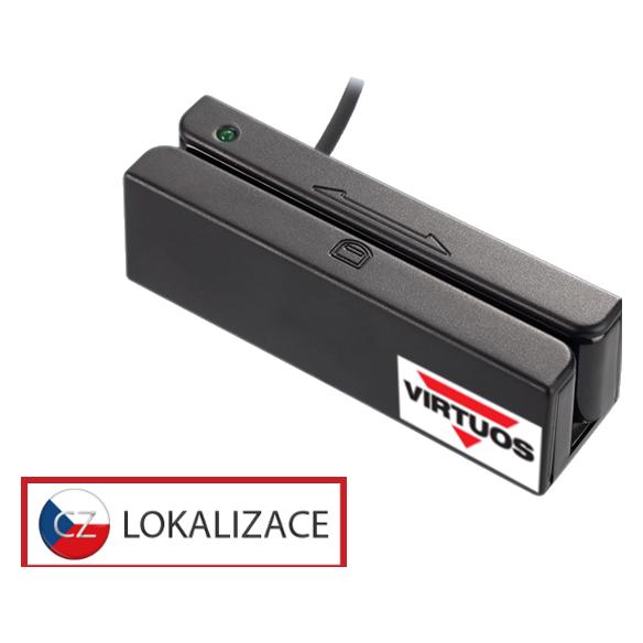 Virtuoso Třístopá čtečka magnetických karet MSR-100A, USB-COM, černá (RS-232, USB, USB-C) (EIE0003)