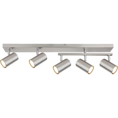 GLOBO LIGHTING Deckenspot "ROBBY", silber (nickel matt), 5, H: 17cm, 1 Stk., Leuchten, Deckenstrahler weiß/Chrom, schwenkbar, GU10, Deckenspot