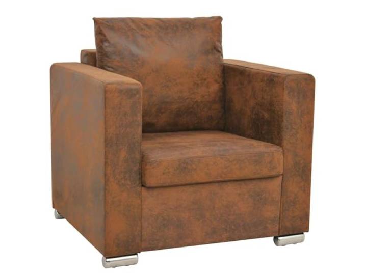 Tmriohed Sessel Braun Wildlederimitat Polstersessel 82x73x82 cm Stilvoller Fernsehsessel im Vintage-Look für Wohnzimmer und Schlafzimmer mit weichen, abnehmbaren Kissen.