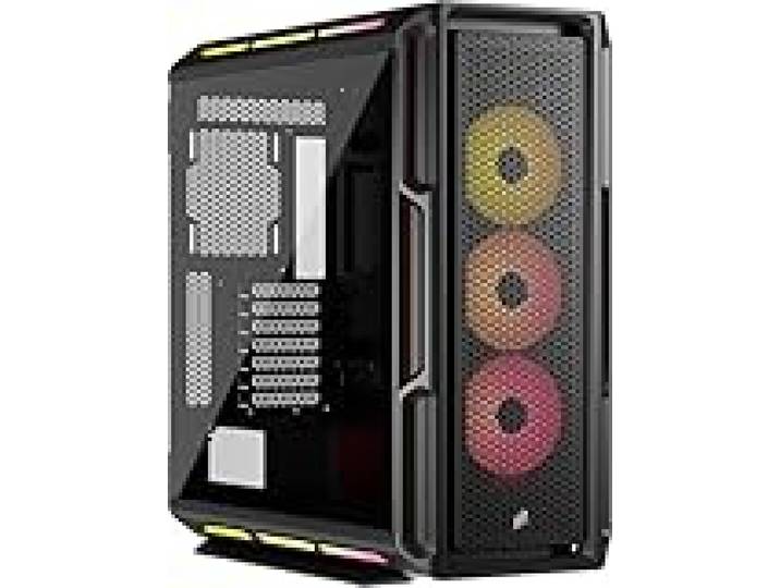 Corsair iCUE Link 5000T LX RGB Boîtier PC ATX de Taille Moyenne – 3X Ventilateurs LX120 RGB Préinstallés, Bandes Lumineuses RGB Aurora Intégrées, Intérieur Spacieux, Hub du iCUE Link Inclus – Noir