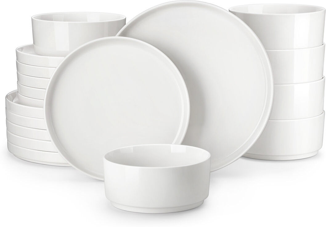 MALACASA 18 Piece Porcelain China Dinnerware Set - Service for 6 White 18