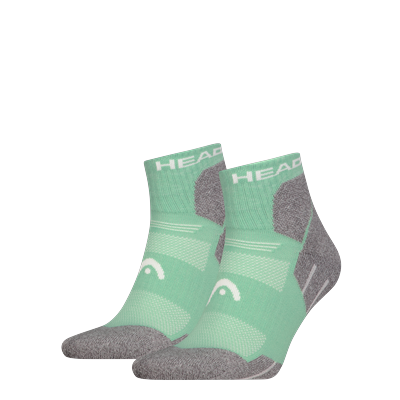 Kurzsocken HEAD "HEAD HIKING ALL CLIMATES QUARTER 2P", Damen, Gr. 43-46, grün (grün combo), Materialmix, normal, Socken, mit Logostickerei