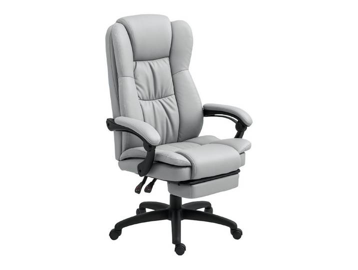 furnicato Bürostuhl Massage mit Fußstütze 68,5x68,5x121 cm Hellgrau (1 St), Höhenverstellbarer Schreibtischstuhl mit Massage und Liegefunktion