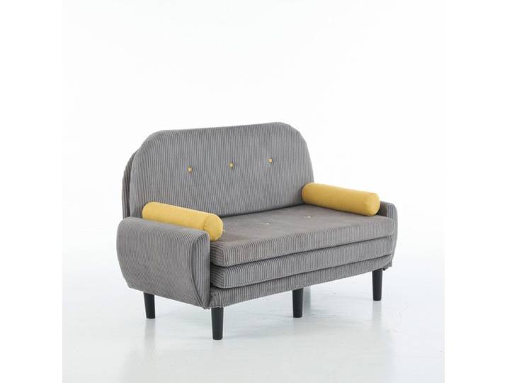 VLIVRA Canapé convertible 2 places banquette modulable avec dossier réglable et 2 coussins en velours côtelé gris