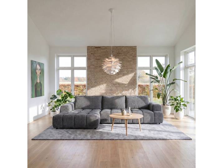 L-Form Ecksofa Links Ocean - Stoff Grau, 295 cm