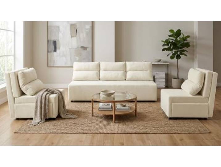 Family Meble Kimo Sitzgruppe, Sofa und 2 Sessel – Hellbeige – 1