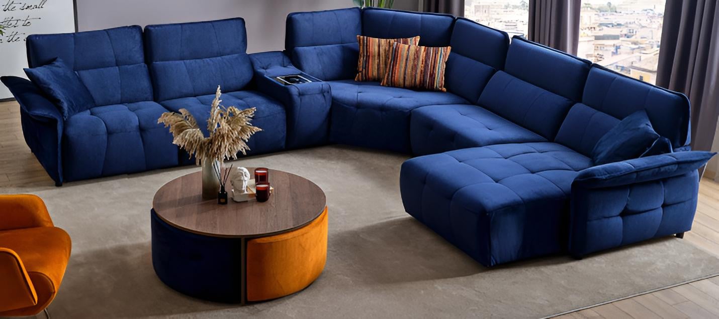 JVmoebel Moderne hoekbankset met salontafel voor de woonkamer