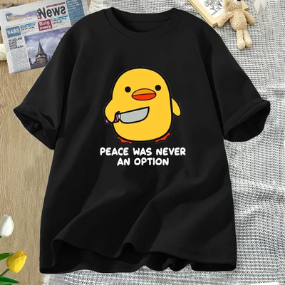 Lush Living Finds Peace Was Never An Option Funny Goose Graphic T Shirt Cute Casual Summer Tee For Women black m