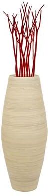 Uniquewise Tall Cylinder Bamboo Floor Vase Decorative Accent for Hotel Lobbies and Spa, Perfect Decor for Living Room or Hallway