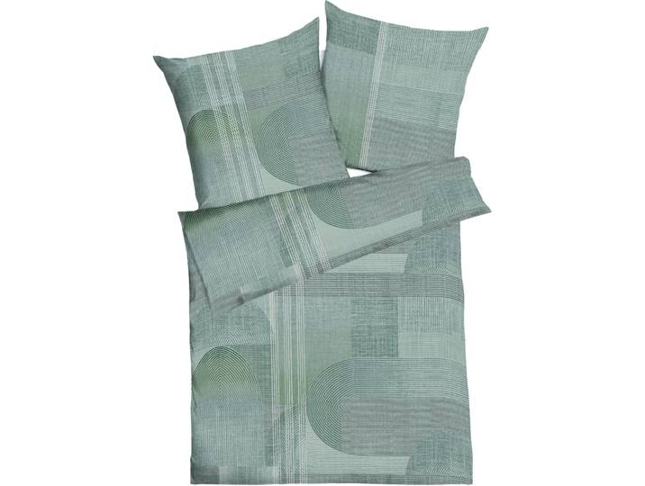 Bettwäsche KAEPPEL Taylor , grün, B/L: 155cm x 220cm, 1 Stk., 1 Stk., Mako-Satin, B/L: 80cm x 80cm, 2 Stk., Mako-Satin, Obermaterial: 100% Baumwolle, Bettwäsche, Bettwäsche