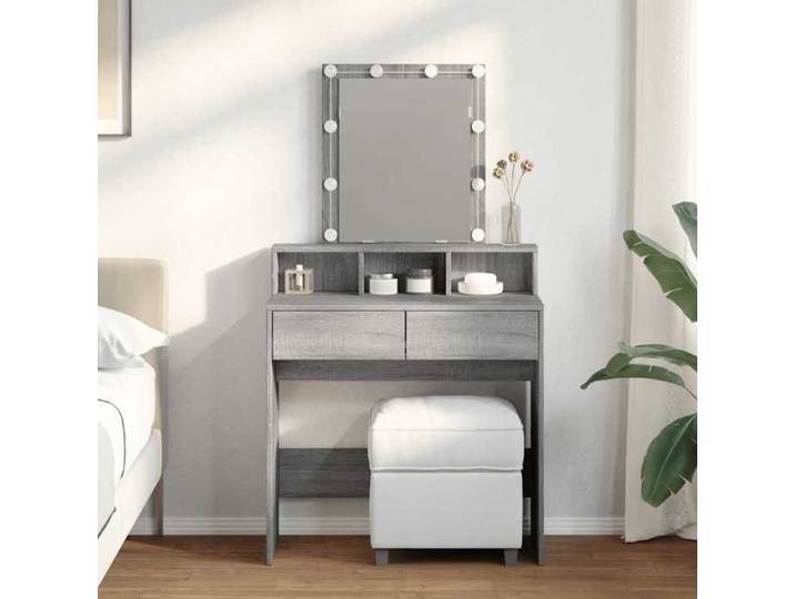 Coiffeuse LED sonoma gris 80x41x144 5 cm éclairage intégré meuble beauté design scandinave