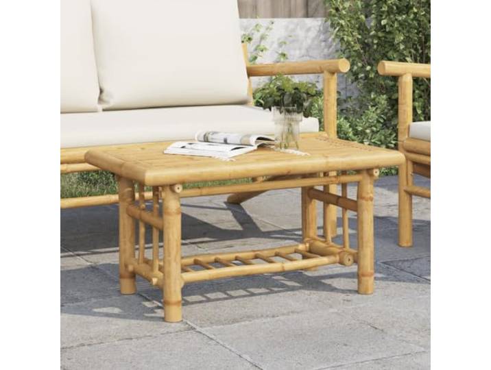 HEFZGDB Bambus Couchtisch 70x45x36 cm mit Ablage, Stabiler Lattenplatte und wasserbeständig für Innen- und Außenbereich, Beistelltisch aus nachhaltigem Bambus, langlebig