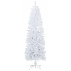 vidaXL Künstlicher schlanker Weihnachtsbaum 210 cm PVC und Stahl Weiß 42055243