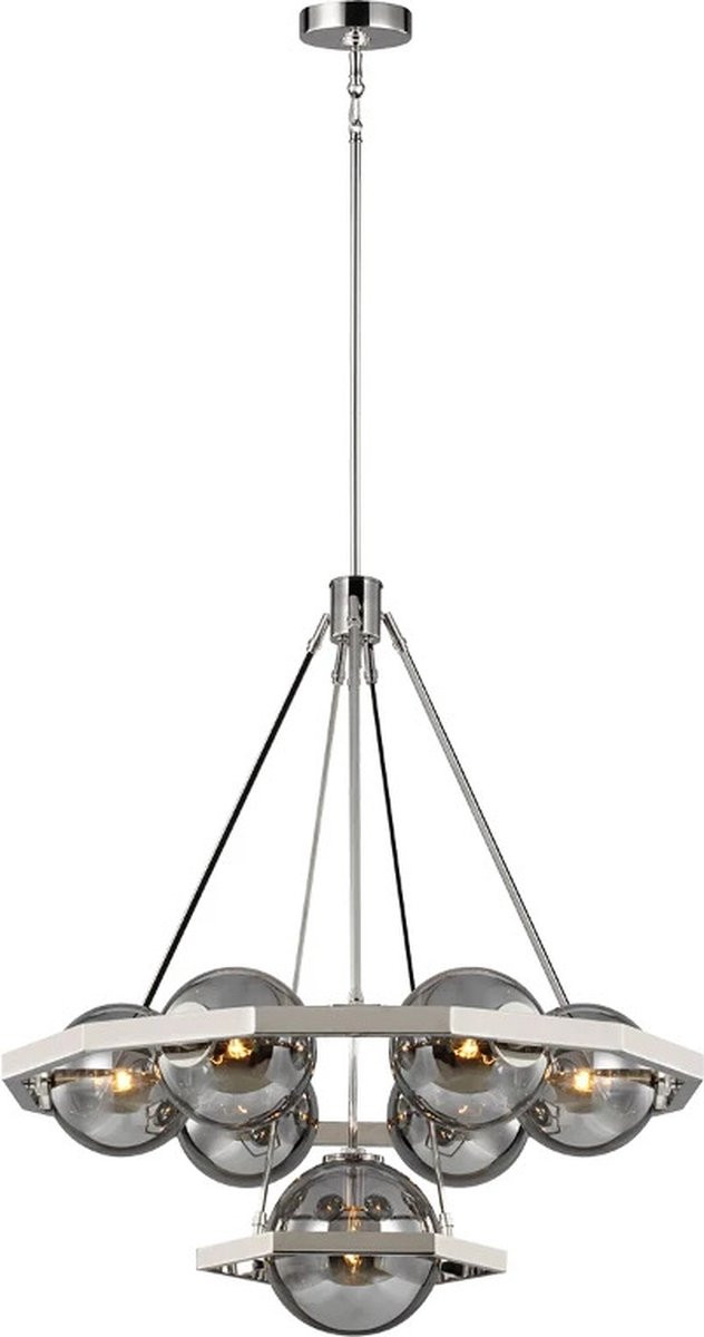 Feiss LED Kroonluchter met 7 glazen elementen en ronde vorm