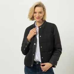 DINE 'N' DANCE Steppjacke Stehkragen Tweed-Einsatz figurumspielend