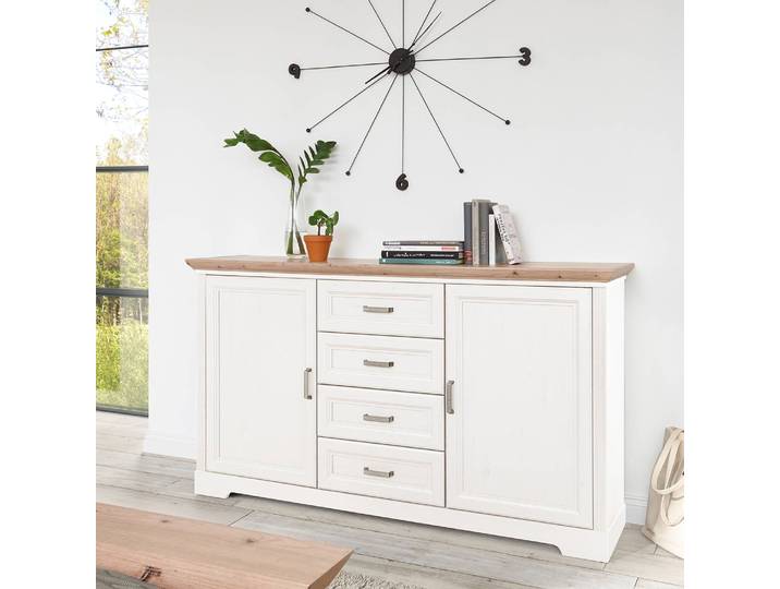 Enfilade 165 cm 88cm Blanc/Imitation pin blanc