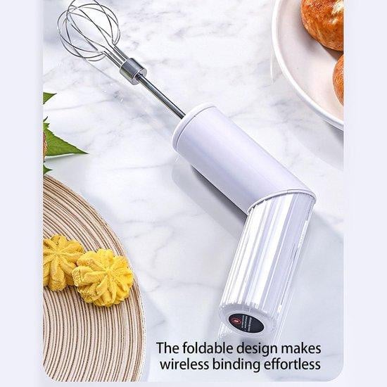 Blauwe elektrische opvouwbare handmixer met 3 snelheden voor mengen en kloppen, 19,5 cm