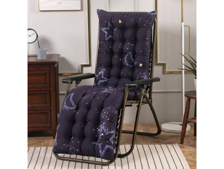 Matelas Coussin pour Bain de Soleil Chaise Longue Coussin Chaise Longue Jardin Extérieur Doux Pliable 160 * 48cm Étoile Bleue