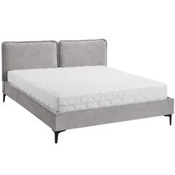 POLSTERBETT Sombra, Doppelbett 160x200 cm mit Taschenfedernmatratze 26 cm, Chenille-Stoff, Grau