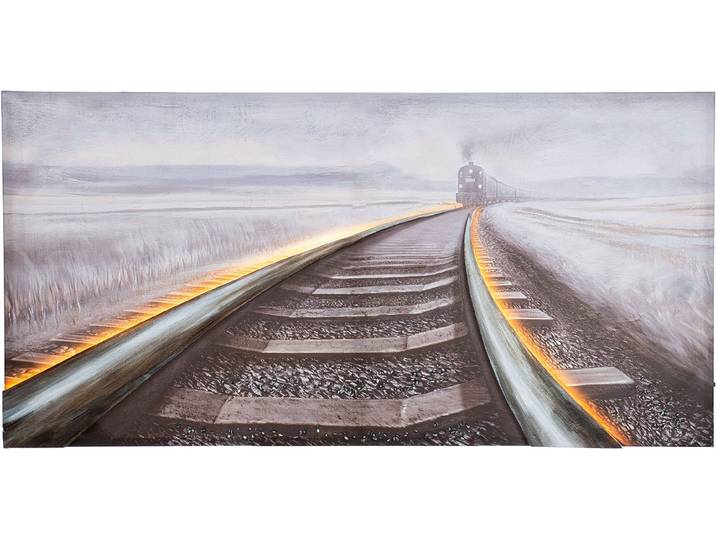 Metallbild GILDE Bild rechteckig Railroad , grau (farbe bild(er): mehrfarbig), B:140cm H:70cm T:5cm, Poly-Leinwand, Bilder, Metallbild