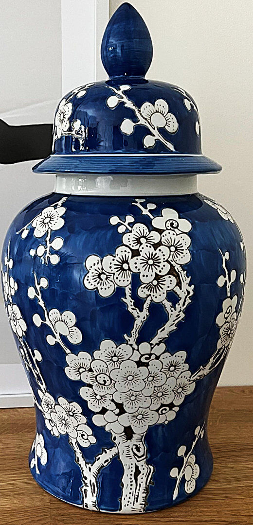Astoria Grand Large Blossom Ginger Jar Blue 45cm H X 24cm W X 24cm D