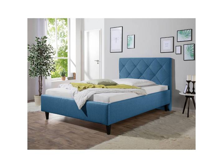 Polsterbett Monteverde 100 x 200cm Strukturstoff Blau/Brilliantblau