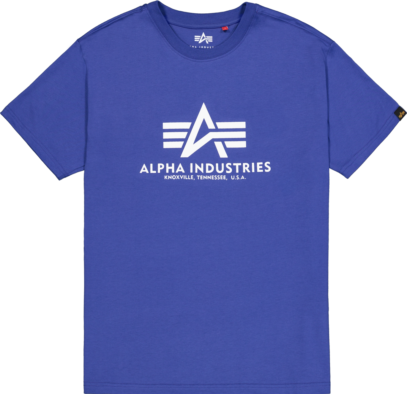 T-Shirt ALPHA INDUSTRIES "Basic T-Shirt", Herren, Gr. 3XL, galactic blau, Single Jersey, Obermaterial: 100% Baumwolle, bedruckt, regular fit normal, Rundhals, normaler Saum, Shirts T-Shirt, Baumwolle, regular fit galactic blau 3XL
