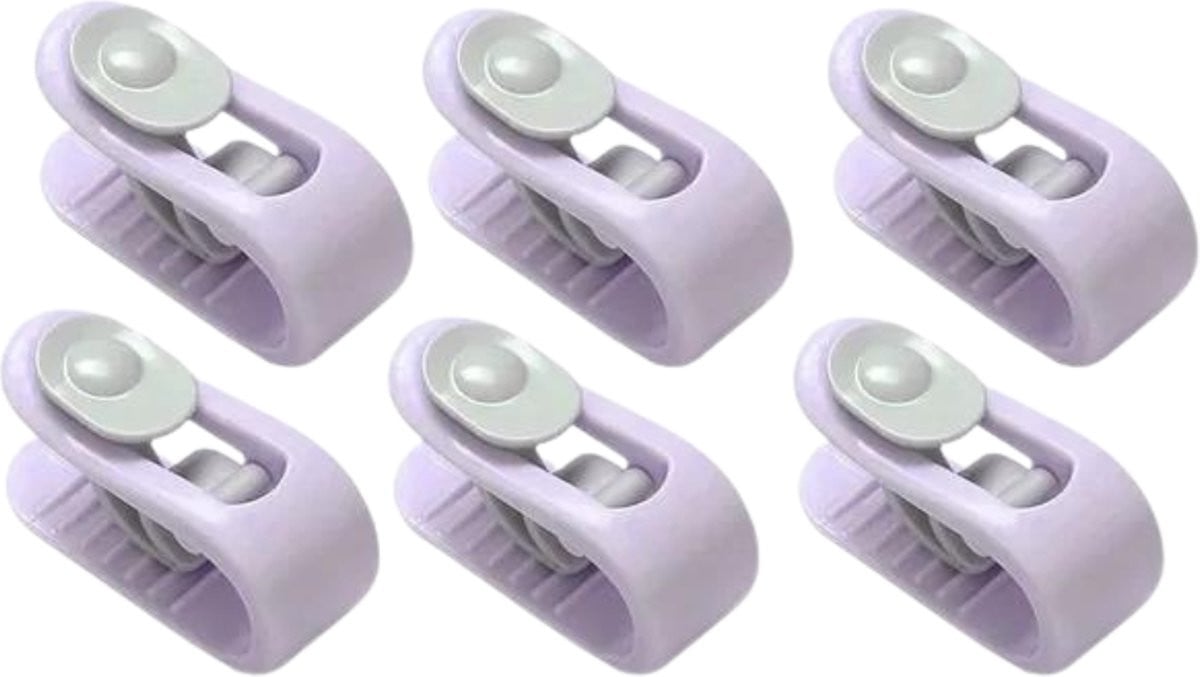 Set van 6 paarse dekbedclips voor volwassenen