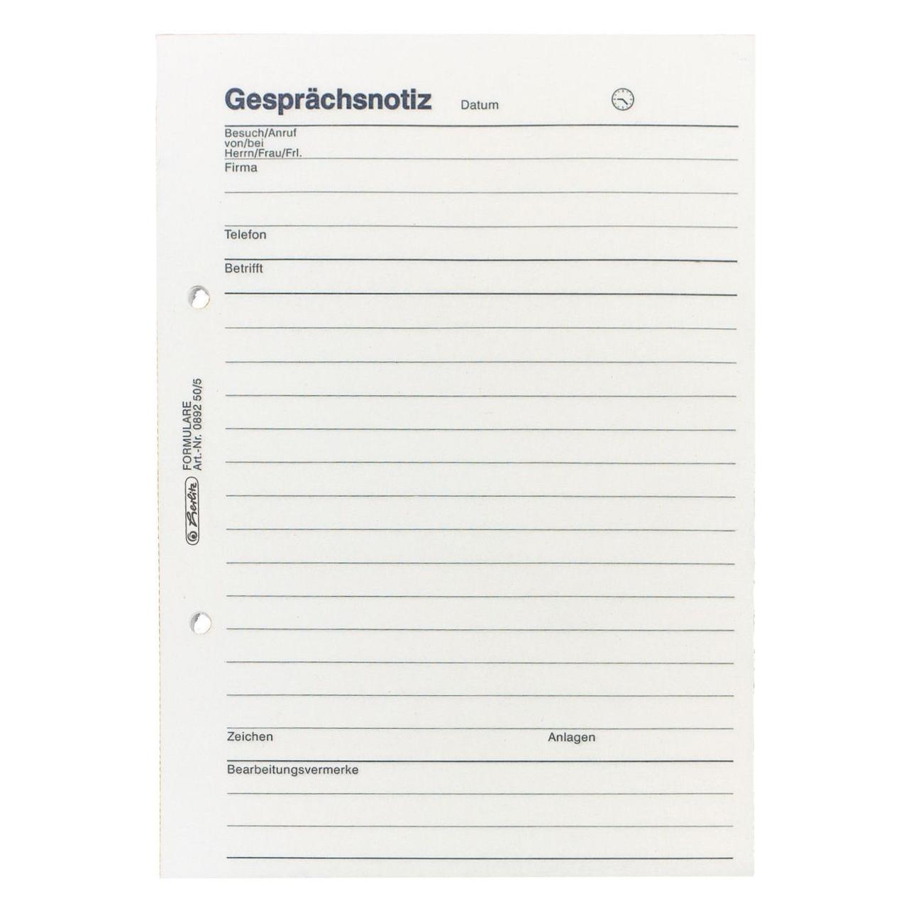Herlitz Gesprächsnotizblock DIN A5, 50 Blatt (50x) (892505)
