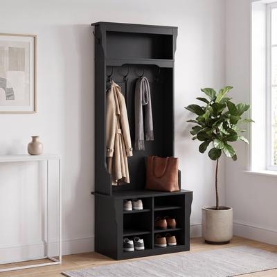Garvee Hall Tree with Bench and Shoe Storage, 6-in-1 Entryway Bench with Coat Rack