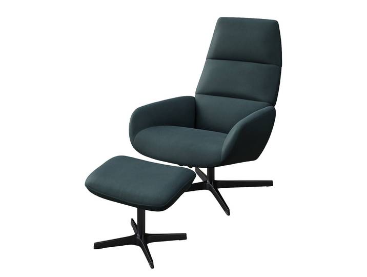 home24 Relaxfauteuil Turami blauw/petrol velours 71 x 110 x 80cm