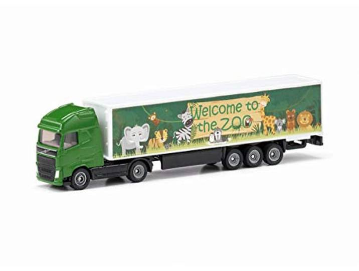 siku 1627, Vrachtwagen met trailer, metaal/kunststof, 1:87, groen, rubberen banden, achterklep kan open