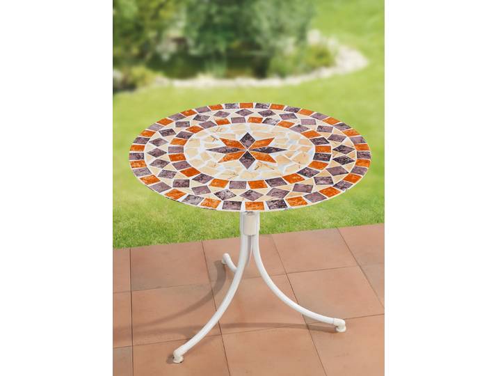Spann-Tischdecke mit mediterranem Dessin, Multicolor, Größe 150 (ø 70– 86 cm)