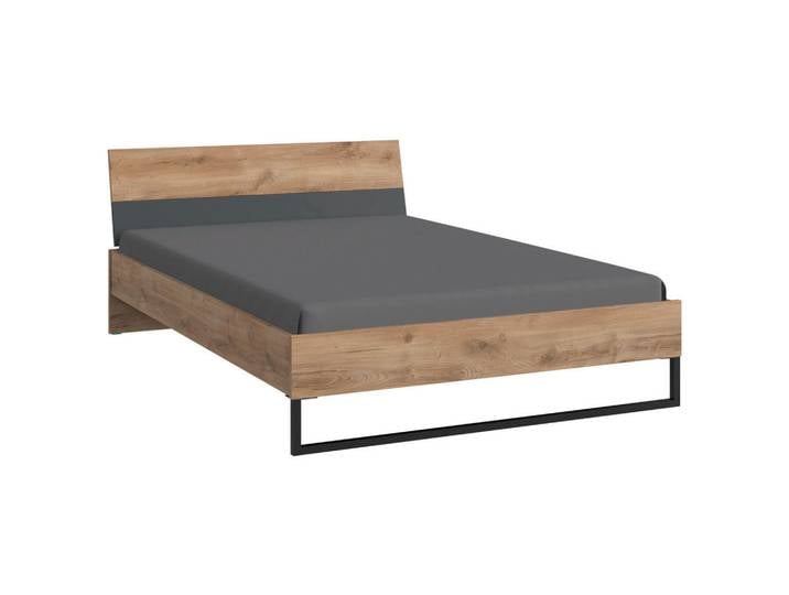 Boxxx Bett, Graphitfarben, Plankeneiche, Metall, 140x200 cm, Schlafzimmer, Bett, Einzel- & Doppelbetten